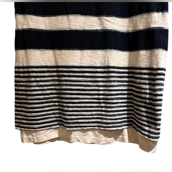 Maeve Womens White Boat Neck Short Sleeve Black/Blue Striped T-Shirt Dress S - Picture 2 of 6